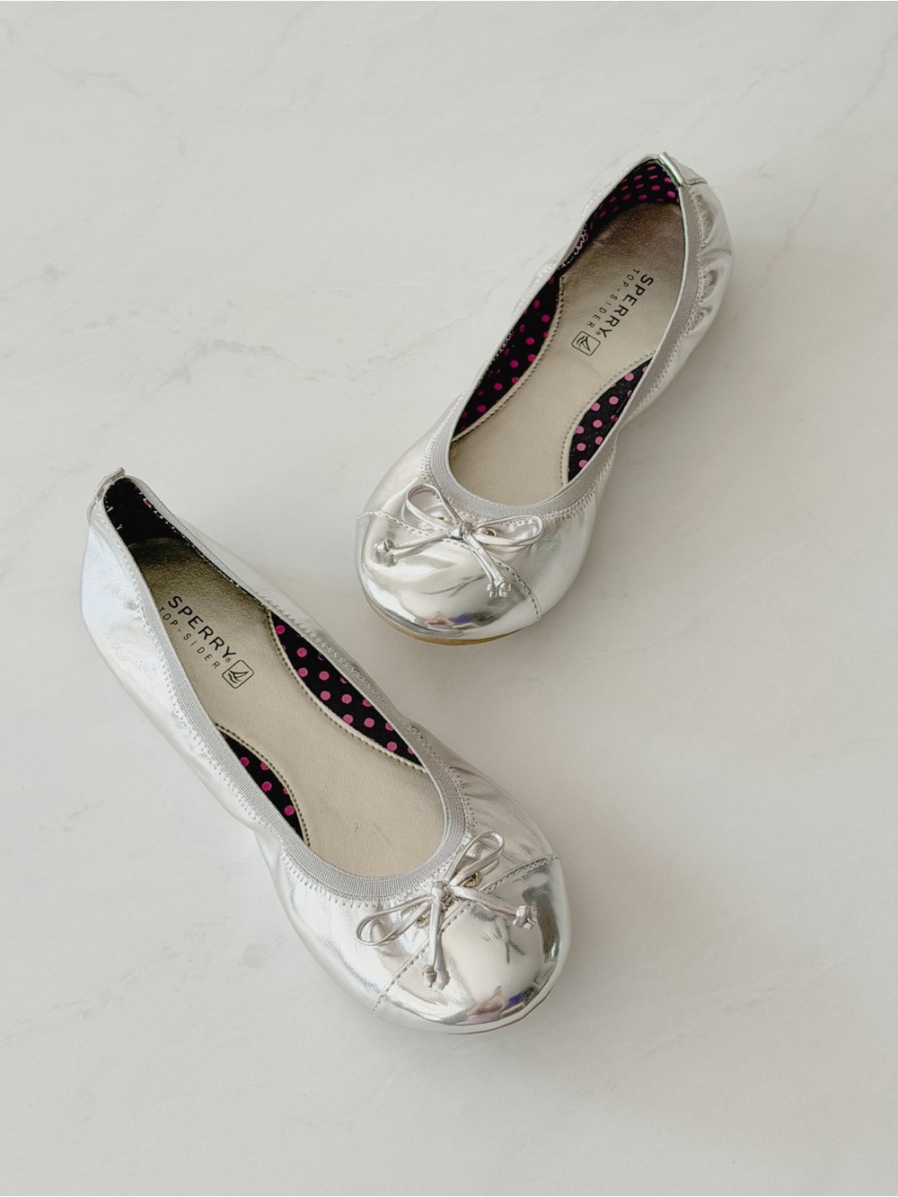 Sperry Metallic Silver Ballet Flats Size 6